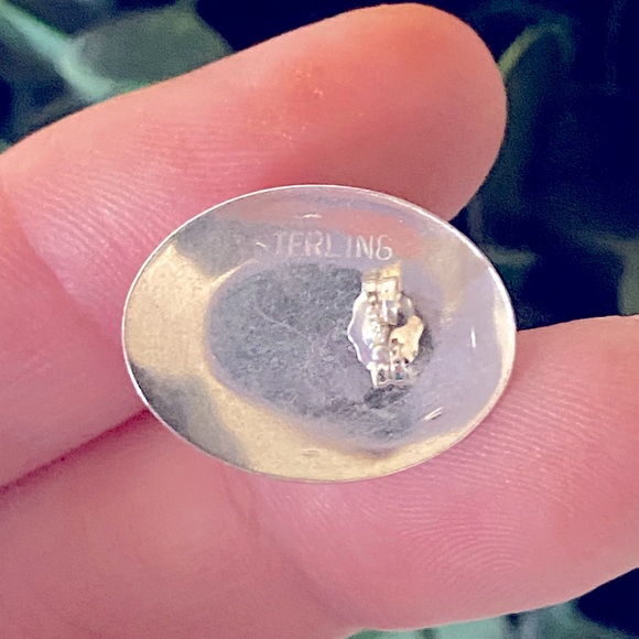 Vintage Native American Lapis Lazuli Sterling Silver 925 large stud earrings - Picture 4 of 5